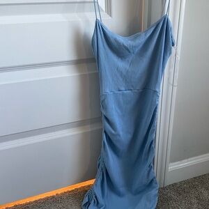 Windsor Blue Ruched Spaghetti Strap Dress